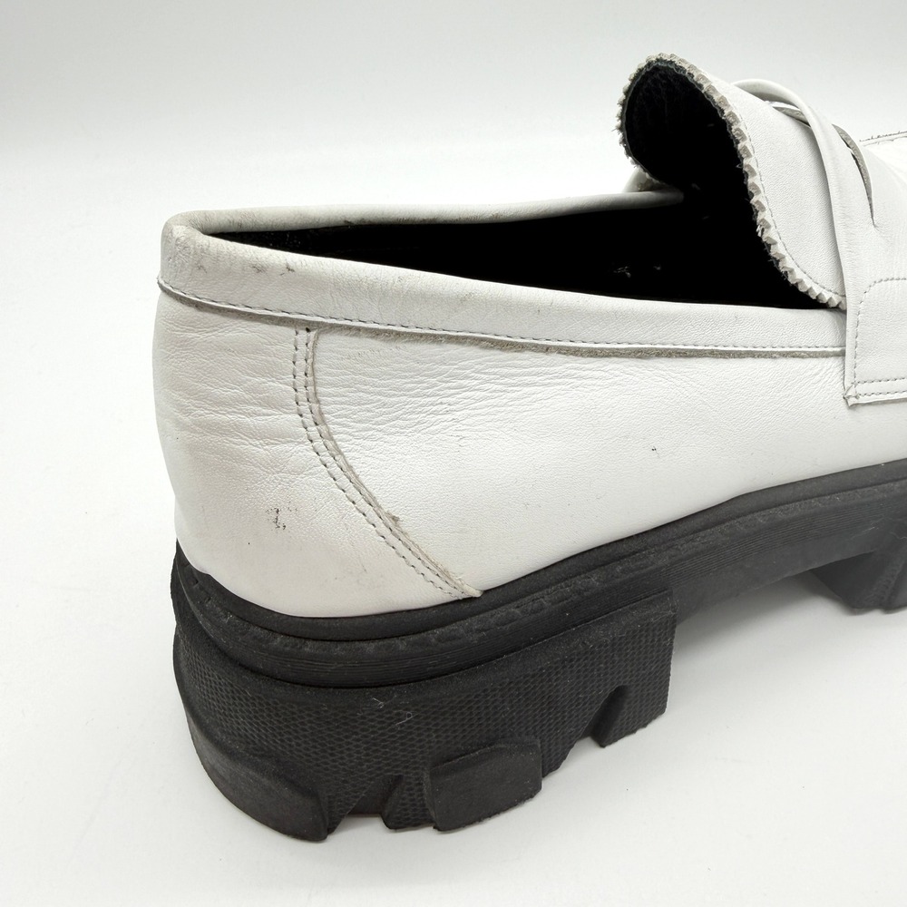 SILENT D Coralie Chunky Loafers Women 40 White Lug Sole Heel Leather Penny - Picture 11 of 14